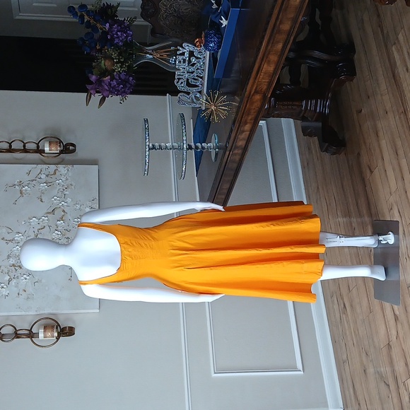 Zara Women's Orange Cotton Plopin Midi Dress. Size S - Picture 9 of 17